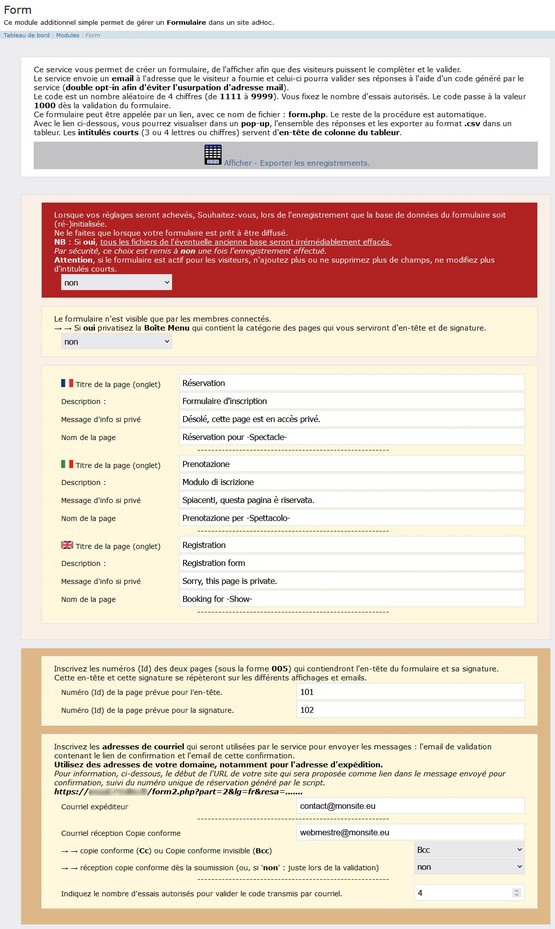 ModuleForm partie générale